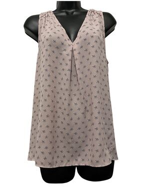LOFT Dusty Pink Printed V-Neck Sleeveless Camisole
